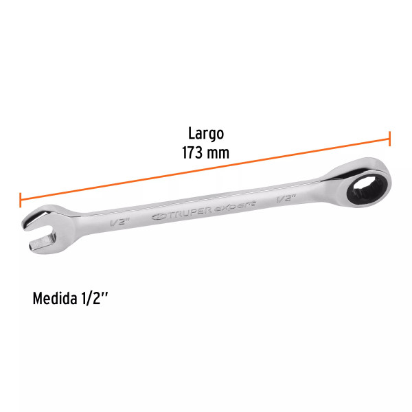 Llave Combinada con Matraca 1/2" X 173 Mm Largo | Ferreterias Ferretodo Guatemala