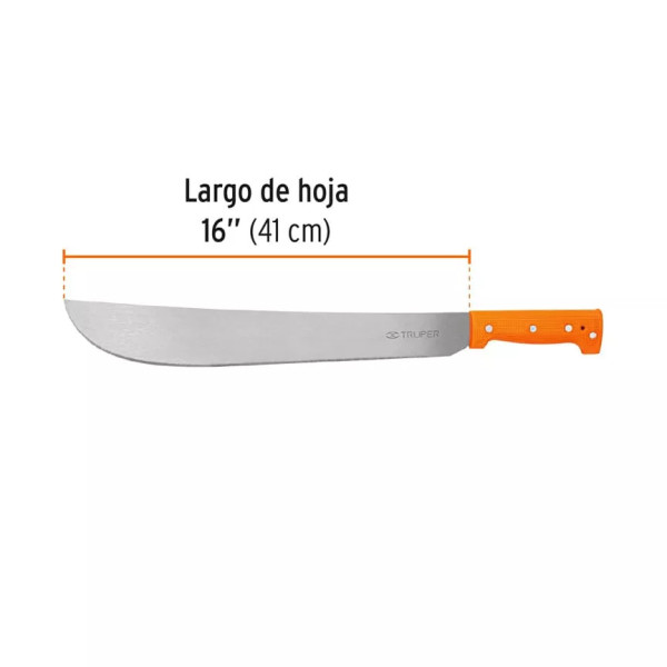 Machete Estándar 16" Cacha Naranja Remachada, Truper | Ferreterias Ferretodo Guatemala