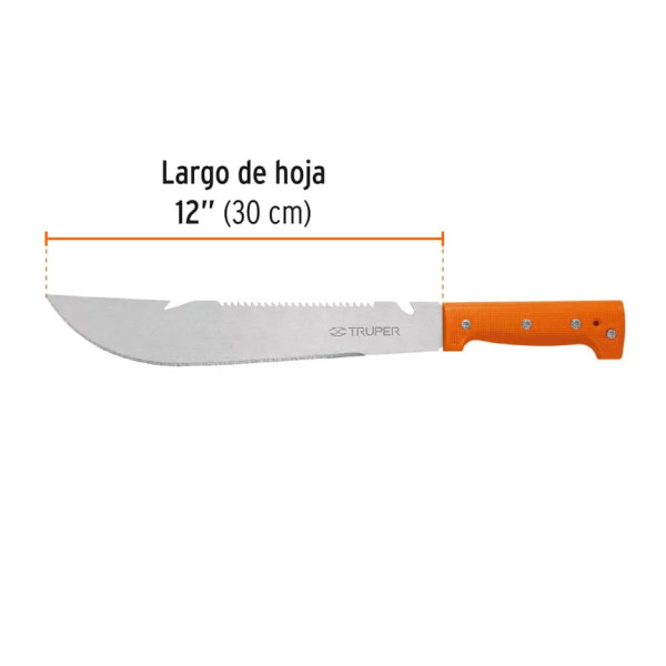 Machete Rambo 12" Cacha Remachada Naranja, con Funda, Truper | Ferreterias Ferretodo Guatemala