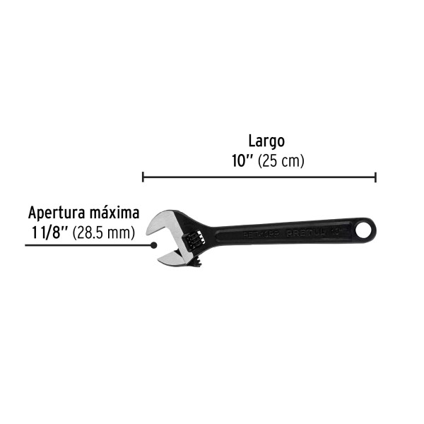 Llave Ajustable (Perico) 10" Pavonada | Ferreterias Ferretodo Guatemala
