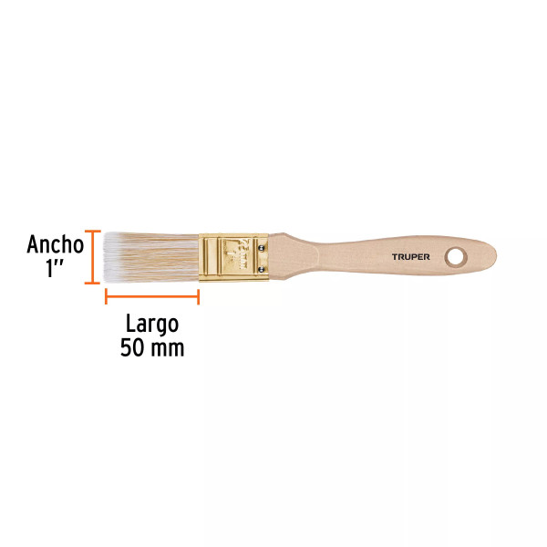 Brocha Cerdas Sintéticas 1" Corte Recto, Mango de Madera | Ferreterias Ferretodo Guatemala