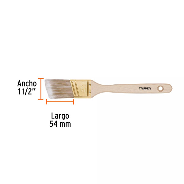 Brocha Cerdas Sintéticas 1-1/2" Corte Angular, Mango Madera | Ferreterias Ferretodo Guatemala