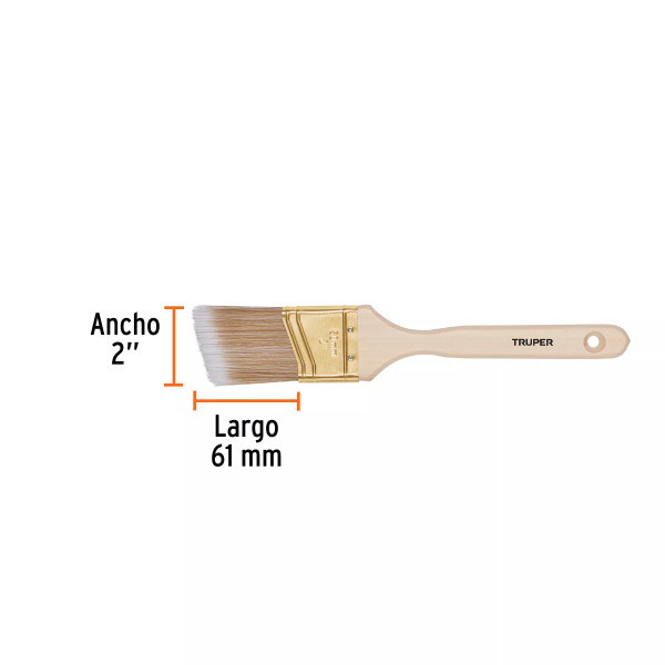 Brocha Cerdas Sintéticas 2" Corte Angular, Mango de Madera | Ferreterias Ferretodo Guatemala