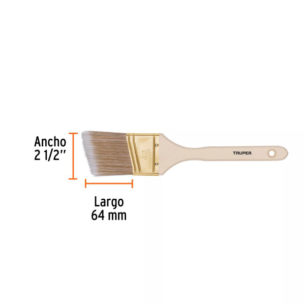 Brocha Cerdas Sintéticas 2-1/2" Corte Angular, Mango Madera | Ferreterias Ferretodo Guatemala
