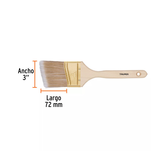 Brocha Cerdas Sintéticas 3" Corte Angular, Mango de Madera | Ferreterias Ferretodo Guatemala