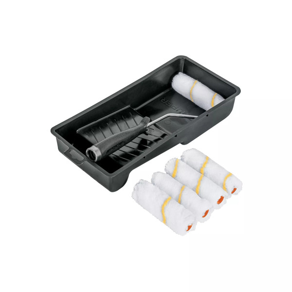 Kit de rodillo para pintar, 4" (maneral, charola y felpa) | Ferreterias Ferretodo Guatemala