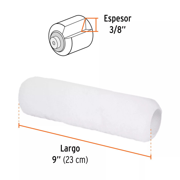 Felpa para rodillo 9" x 3/8" superficies lisas | Ferreterias Ferretodo Guatemala