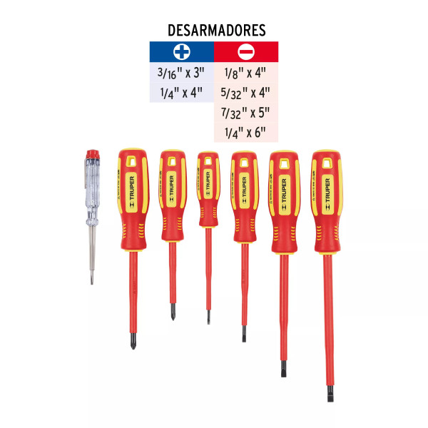 Juego 6 Desarmadores Dieléctricos Y 1 Probador De Corriente | Desarmadores, atornilladores y similares