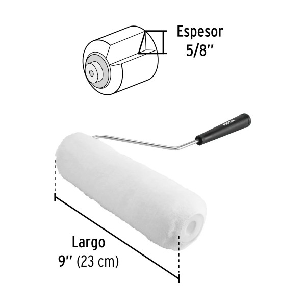 Rodillo para pintar, 9" x 5/8", superficies poco rugosas | Ferreterias Ferretodo Guatemala