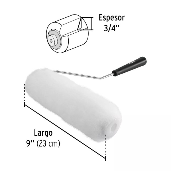 Rodillo para pintar, 9" x 3/4", superficies rugosas | Ferreterias Ferretodo Guatemala