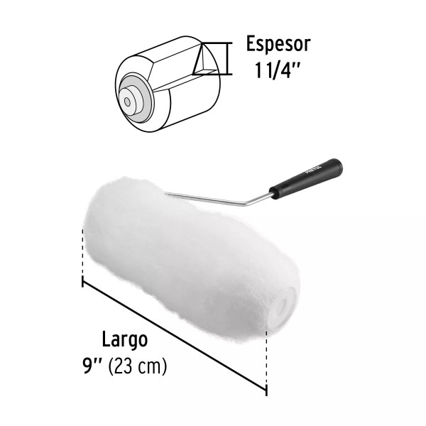 Rodillo p/pintar, 9" x 1-1/4", superficies extrarrugosas | Ferreterias Ferretodo Guatemala