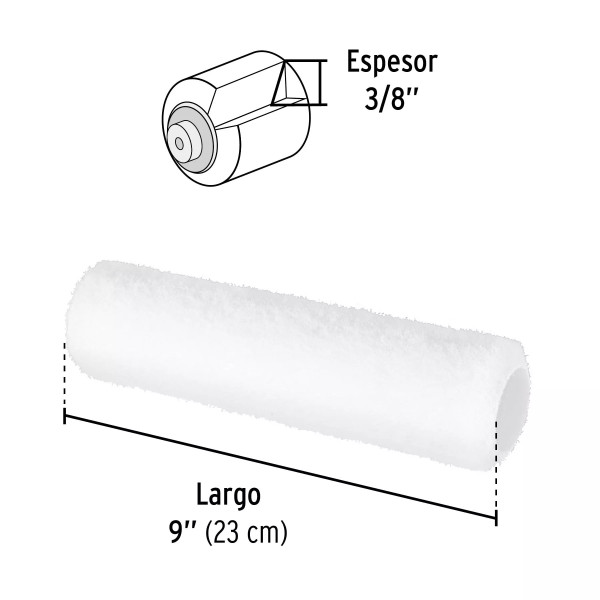 Felpa para rodillo, 9" x 3/8", superficies lisas | Ferreterias Ferretodo Guatemala