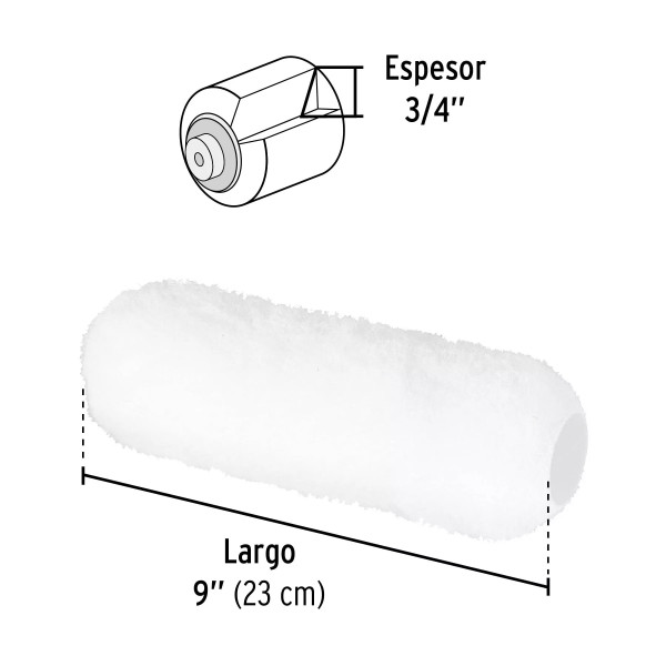 Felpa para rodillo, 9" x 3/4", superficies rugosas | Ferreterias Ferretodo Guatemala
