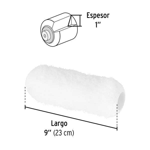 Felpa para rodillo, 9" x 1", superficies muy rugosas | Ferreterias Ferretodo Guatemala