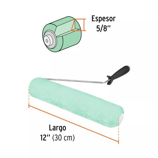 Rodillo para pintar 12" x 5/8", superficies poco rugosas | Ferreterias Ferretodo Guatemala