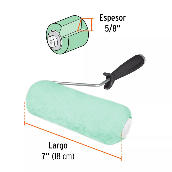 Rodillo para pintar 7" x 5/8", superficies lisas | Ferreterias Ferretodo Guatemala