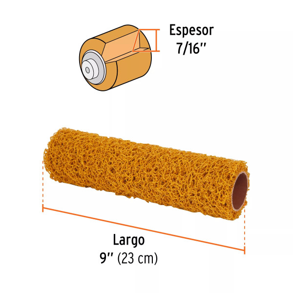 Rodillo para pintar 9" x 7/16" de pvc, acabados texturizados | Ferreterias Ferretodo Guatemala