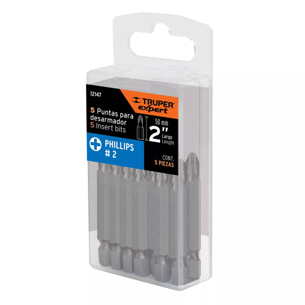 Estuche con 5 Puntas de Cruz PH2 Largo 2' | Brocas, puntas y similares Ferreterias Ferretodo