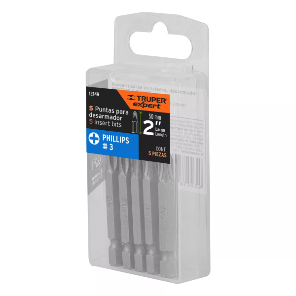 Estuche con 5 Puntas de Cruz PH3 Largo 2' | Brocas, puntas y similares Ferreterias Ferretodo