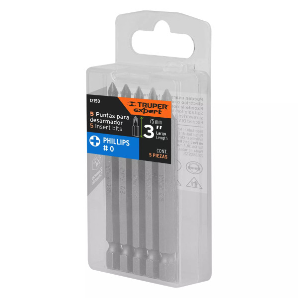 Estuche con 5 Puntas de Cruz PH0 Largo 3' | Brocas, puntas y similares Ferreterias Ferretodo