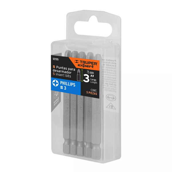 Estuche con 5 Puntas de Cruz ph3 Largo 3", Truper Expert | Brocas, puntas y similares Ferreterias Ferretodo