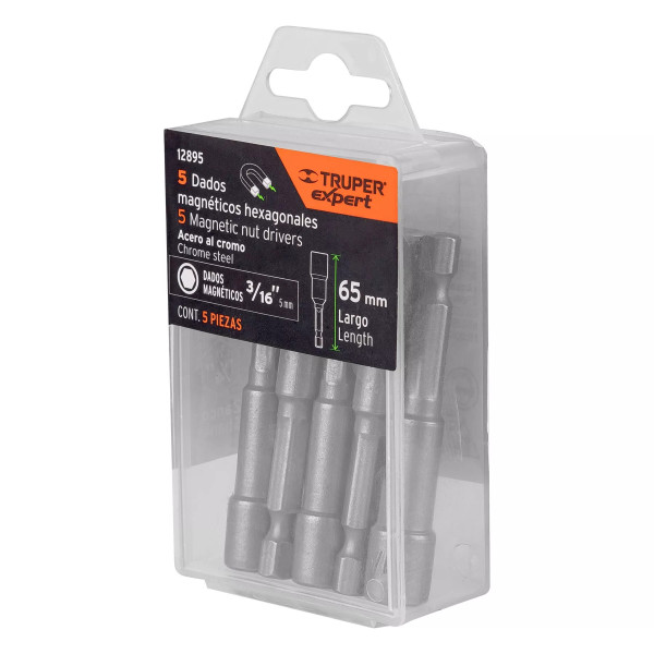 Estuche con 5 dados magnéticos de 3/16" Largo 2-1/2", Expert | Ferreterias Ferretodo Guatemala