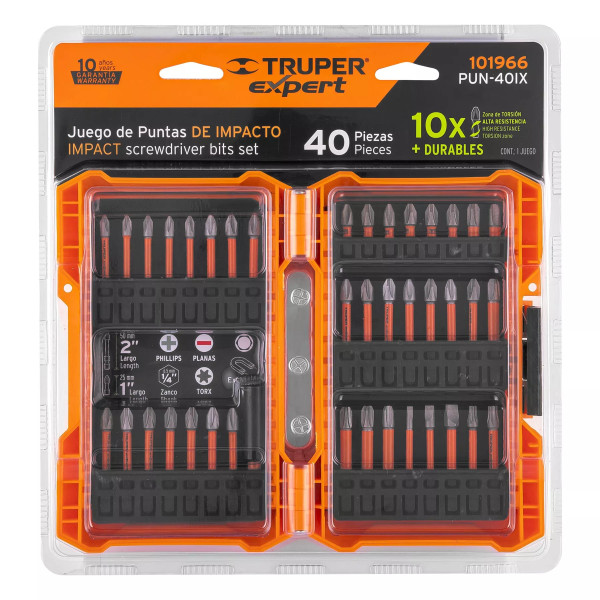 Juego de 40 Puntas de Impacto mixtas Largos 1" y 2", Expert | Brocas, puntas y similares Ferreterias Ferretodo