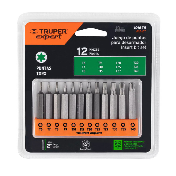Juego de 12 Puntas torx Combinadas Largo 2", Truper Expert | Brocas, puntas y similares Ferreterias Ferretodo