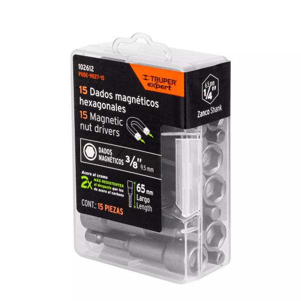 Estuche con 15 Dados Magnéticos de 3/8" Largo 2-1/2", Expert | Ferreterias Ferretodo Guatemala