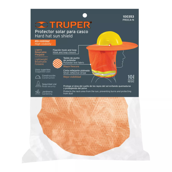 Protector Solar Plegable para Casco, Naranja con Reflejante | Ferreterias Ferretodo Guatemala