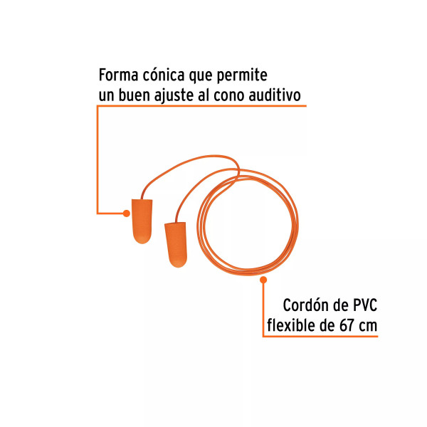 Tapón Auditivo desechable de Espuma con Cordón, Truper | Ferreterias Ferretodo Guatemala