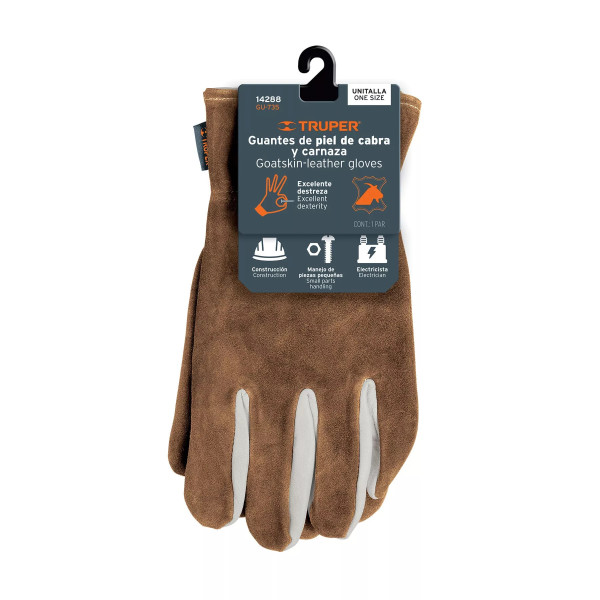 Guantes de Piel de Cabra con Dorso de Carnaza | Ferreterias Ferretodo Guatemala
