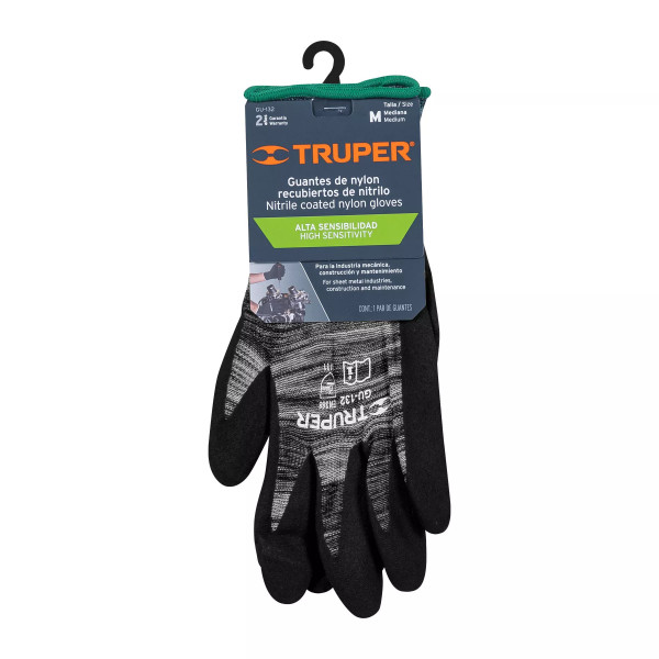Guantes de Nylon Recubiertos de Nitrilo Arenoso, M | Ferreterias Ferretodo Guatemala