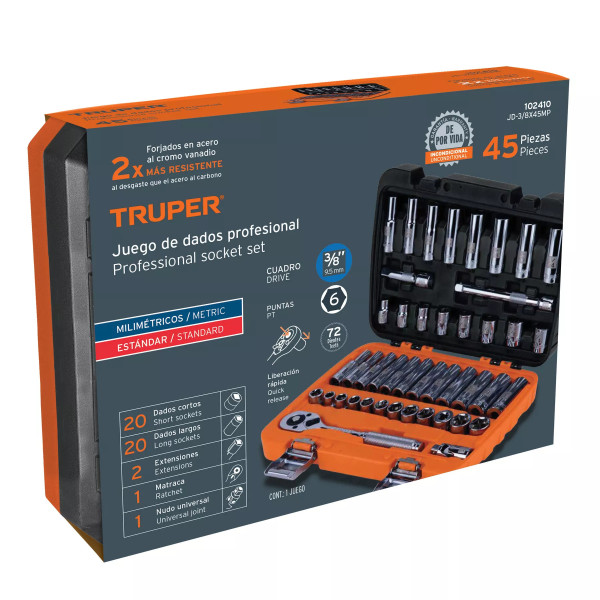 Juego Herramienta Para Mecánico Mixto 45 Pz | Herramientas Automotrices