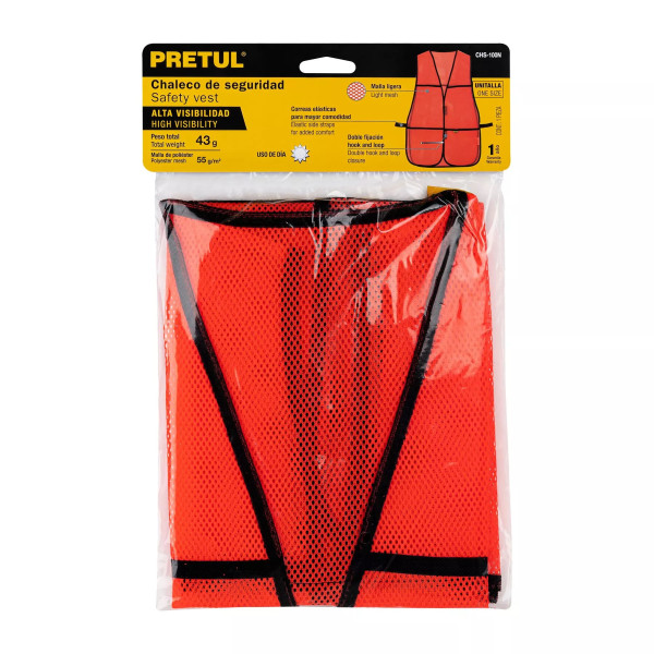 Chaleco de seguridad, uso de día, naranja, Pretul | Ferreterias Ferretodo Guatemala