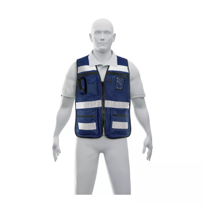 Chaleco brigadista con cintas reflejantes, color azul marino | Ferreterias Ferretodo Guatemala