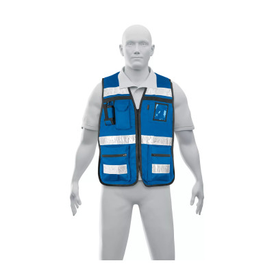 Chaleco brigadista con cintas reflejantes, color azul rey | Ferreterias Ferretodo Guatemala