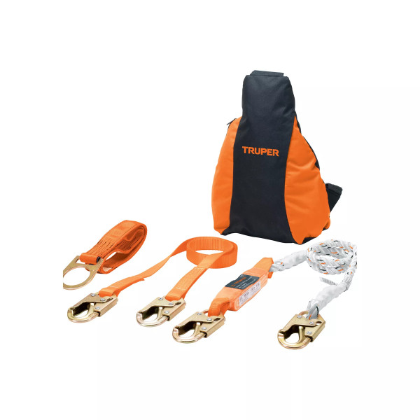 Kit contra caídas con arnés de tres anillos, ANSI, Truper | Ferreterias Ferretodo Guatemala