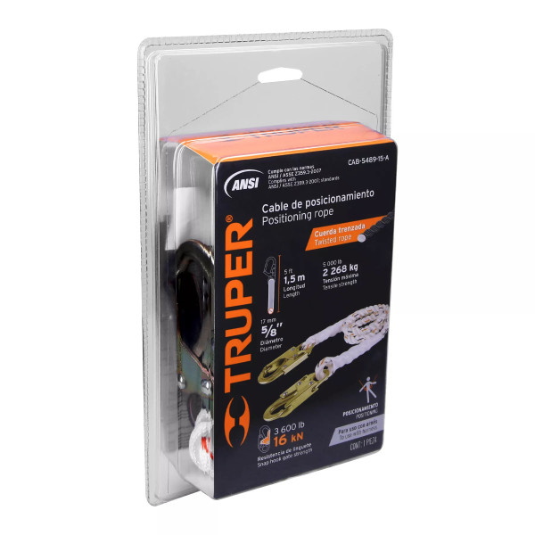 Cable de posicionamiento cuerda de poliéster de 1.5 m, ANSI | Ferreterias Ferretodo Guatemala