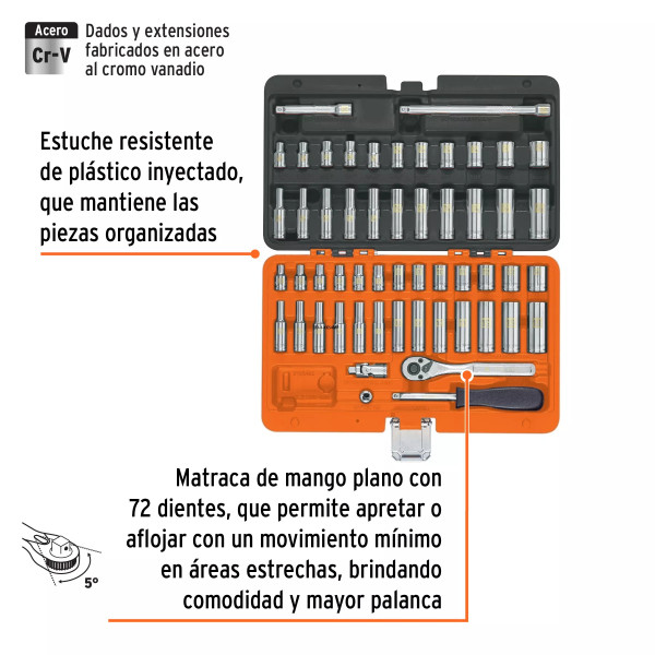 Juego De Herramienta Para Mecánico Mixto 54 Pz | Herramientas Automotrices