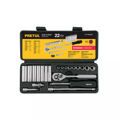 Juego De 22 Herramientas 1/4' Std Para Mecánico, Pretul | Llaves de precisión