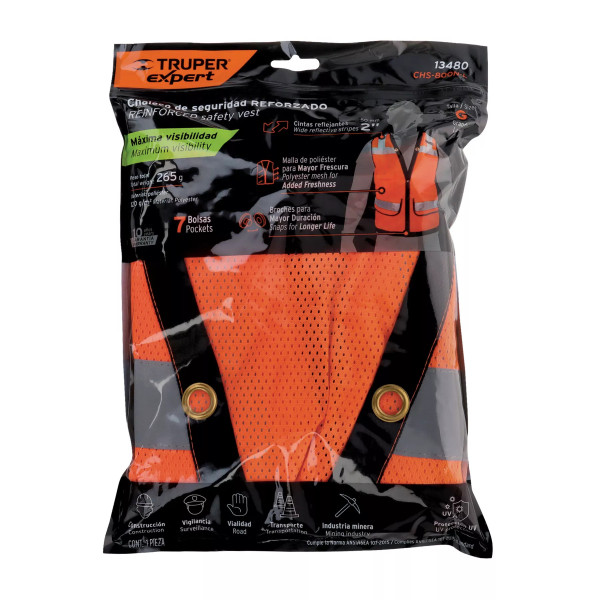 ‣ Chaleco seguridad reforzado naranja... | Truper Expert