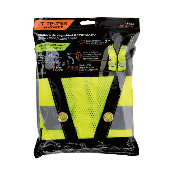 ‣ Chaleco seguridad reforzado verde, G... | Truper Expert