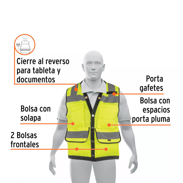 ‣ Chaleco seguridad reforzado verde, G... | Truper Expert