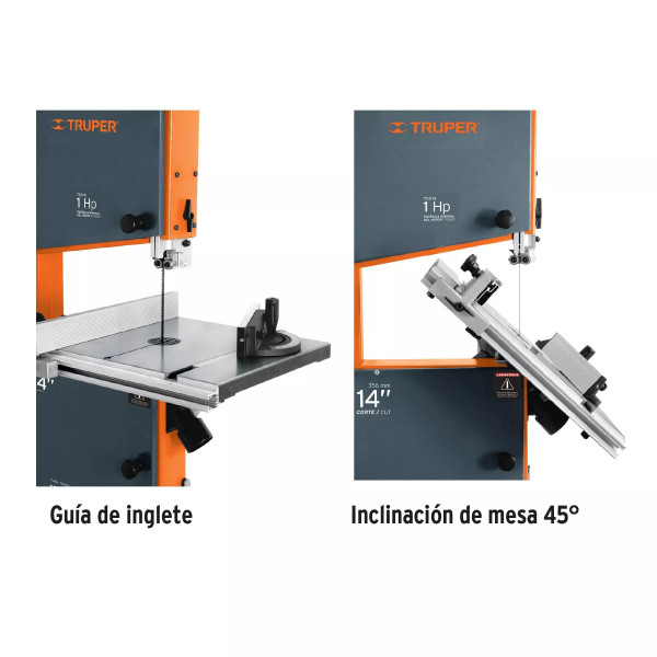 ‣ Sierra cinta 14", 1 HP (750 W) para madera | Truper