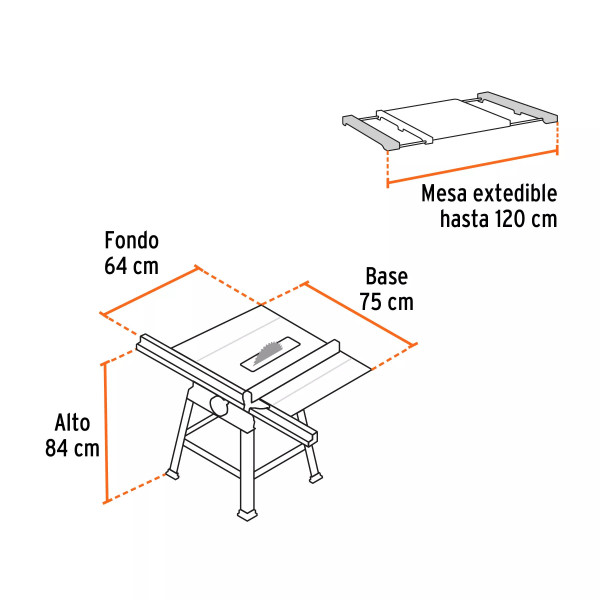 ‣ Sierra de mesa 10", 2.5 HP, con base | Truper