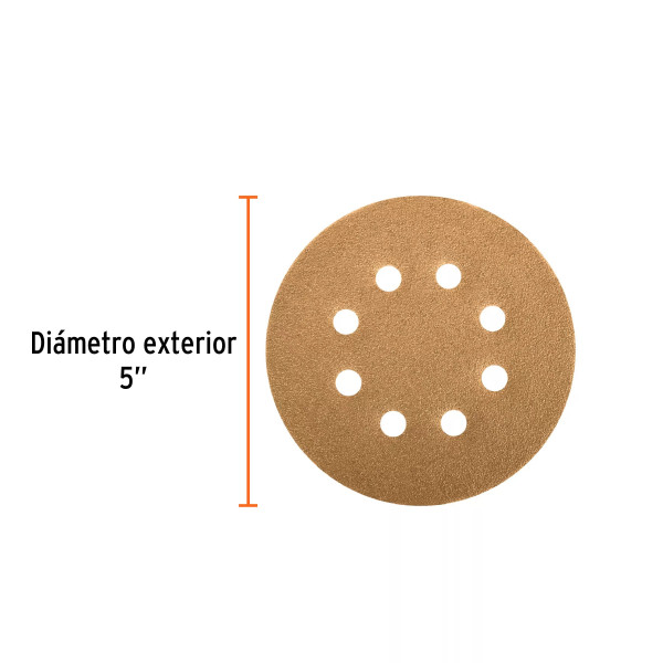 Paquete c/5 discos de lija 5" grano 120, 8 perforaciones | Discos Corte, Pulido y Abrasivos Ferreterias Ferretodo