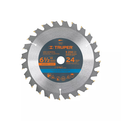 Disco sierra 6-1/2" p/madera, 24 dientes con centro 5/8" | Discos Corte, Pulido y Abrasivos Ferreterias Ferretodo