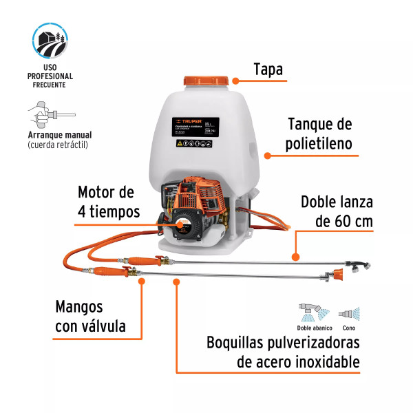 ‣ Fumigador a Gasolina Agrícola, 4 Tiempos... | Truper