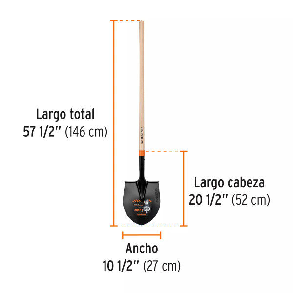 ‣ Pala Redonda No.4 T-2000, Mango Largo... | Truper